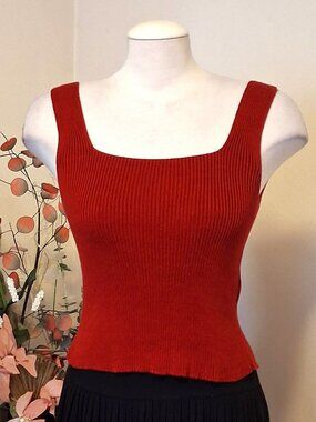 Kroshetta High Quality Knitwear Tank Top Stretchy Red Camisole 10